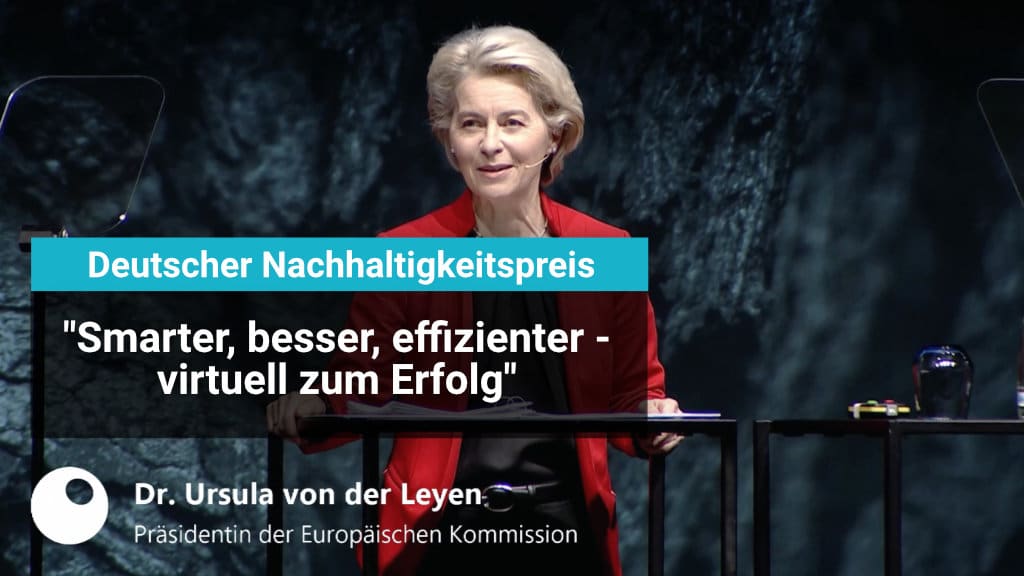 Eine Rede haltende Politikerin während des deutschen Nachhaltigkeitspreis